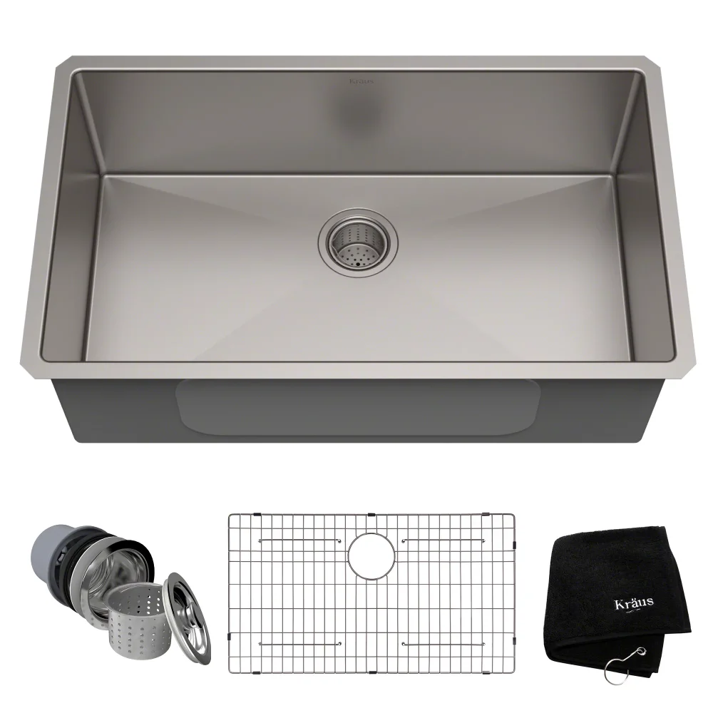 

Kraus Khu100-32 32" Single Basin 16 Gauge Stainless Steel Kitchen Sink For Undermount