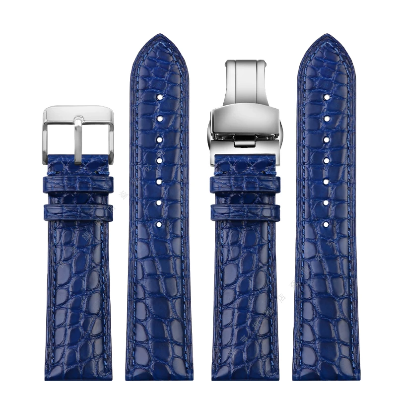 Blue crocodile leather watch strap for Omega Montblanc Casio Longines men's wristband 18mm 19mm 20mm 21mm 22mm