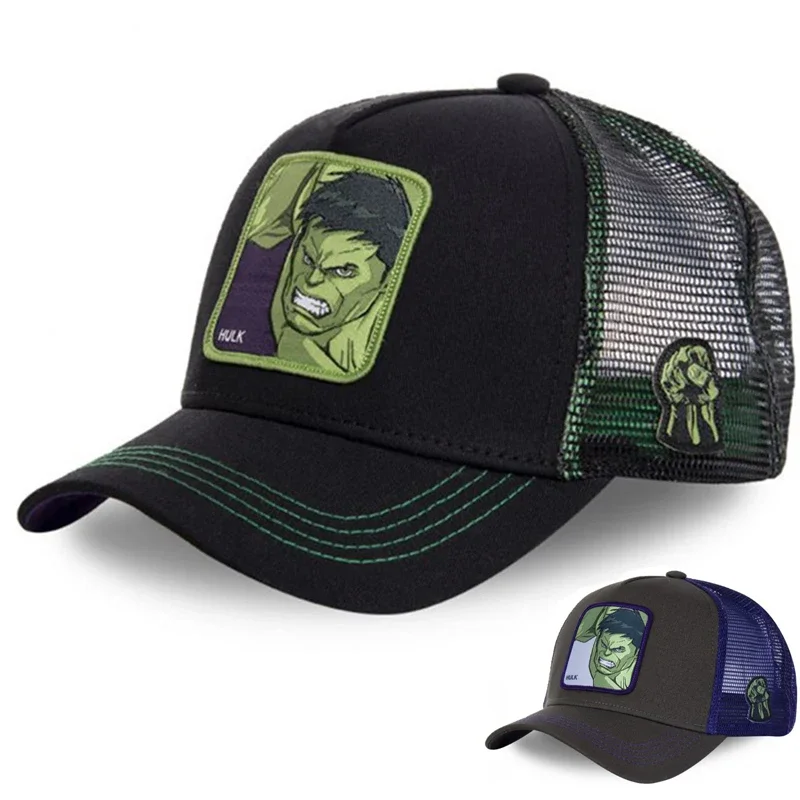 Фото Высокое качество Marvel Бренд Халк Аниме Мультфильм Snapback Хлопковая Регулируемая Бейсболка Дальнобойщика Мужчины Женщины Хип-Хоп Сетчатая Кепка №1