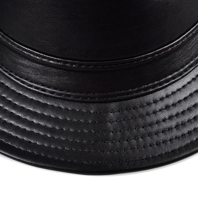 Фото Зимние фетровые шляпы Stetson из натуральной кожи с широкими полями, британские шляпы для мужчин/женщин, черные, 55-61 см, встроенные джазовые хип-поп Gorras №3