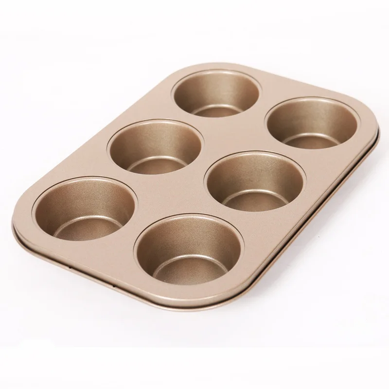 

Высококачественная посуда для выпечки из углеродистой стали с антипригарным покрытием, 6 чашек, форма для кексов, форма для кексов, противень для выпечки
