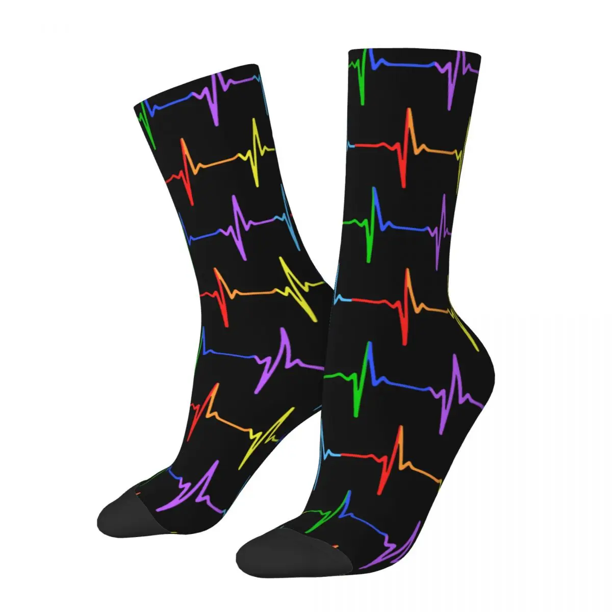 

Autumn Winter Casual Women Men Rainbow Pulse Hearbeat LGBT Socks Pride Bisexual Lesbian Gay Rainbow Harajuku Sports Socks