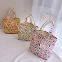 multicolor high quality women floral series handbags canvas tote bags reusable cotton grocery zippered shopping bag eco foldable