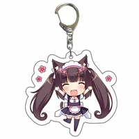 hot anime nekopara keychains for women men acrylic cartoon figure car key pendants jewelry girl bag accessories fans boy gifts