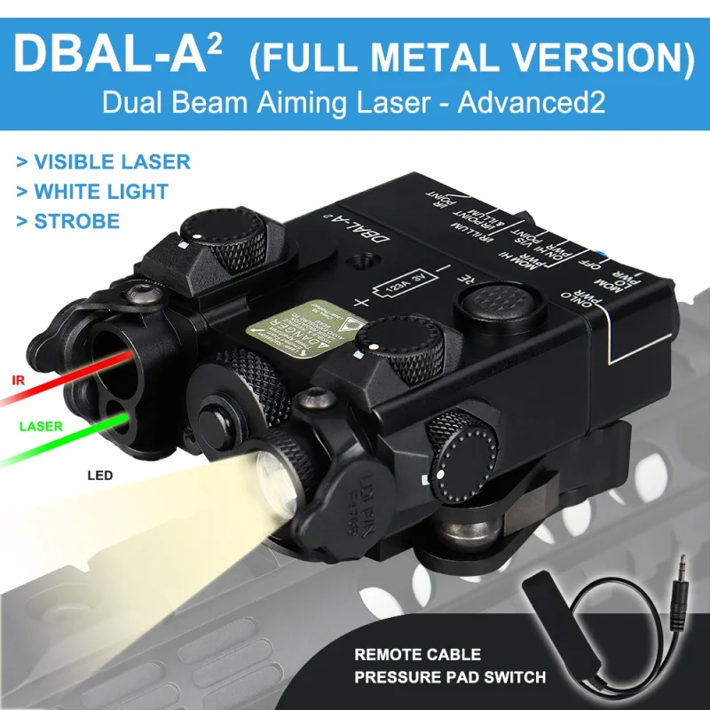 

DBAL-A2 Dual Beam Aiming Laser IR & Green Laser LED White Light Illuminator Full Metal with Remote Battery Box Switch GZ15-0
