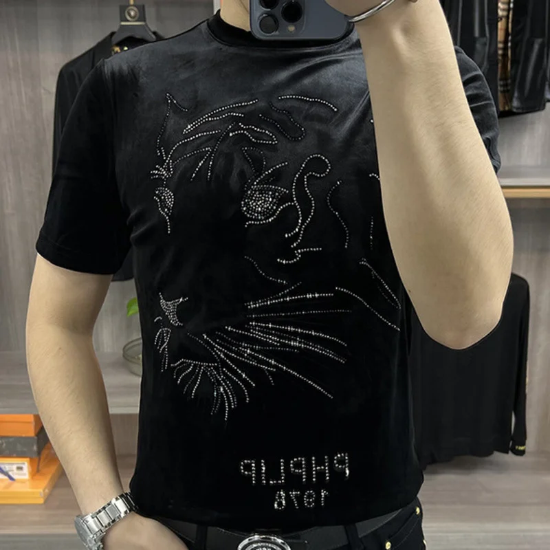 

Мужская футболка с коротким рукавом, черная футболка для отдыха, одежда для общественных клубов, лето 2023