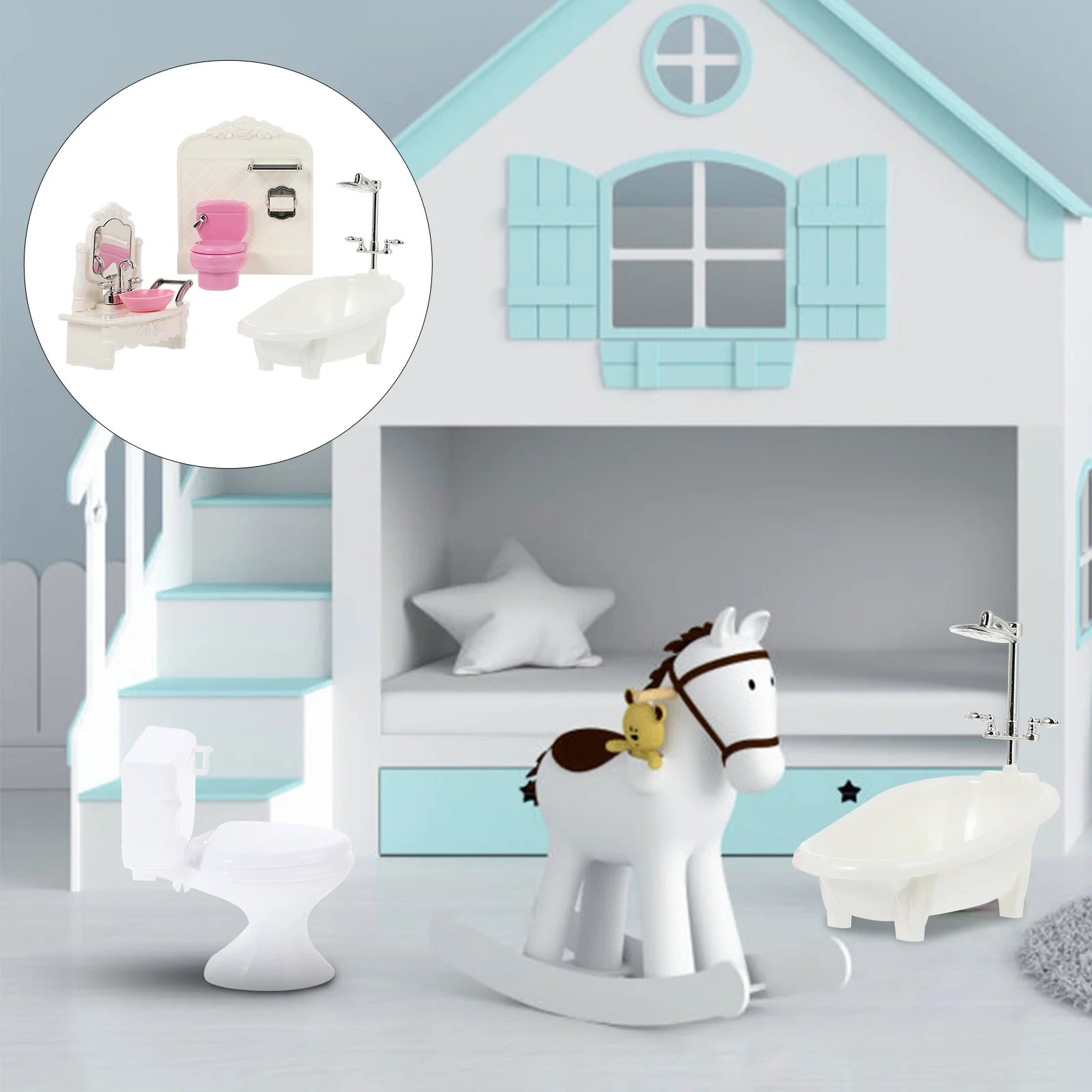 

Miniature Bathroom Set Miniature Basin Bathtub Sink 1 12 Scale Toilet Furniture for Bathroom Cake Topper Accessories