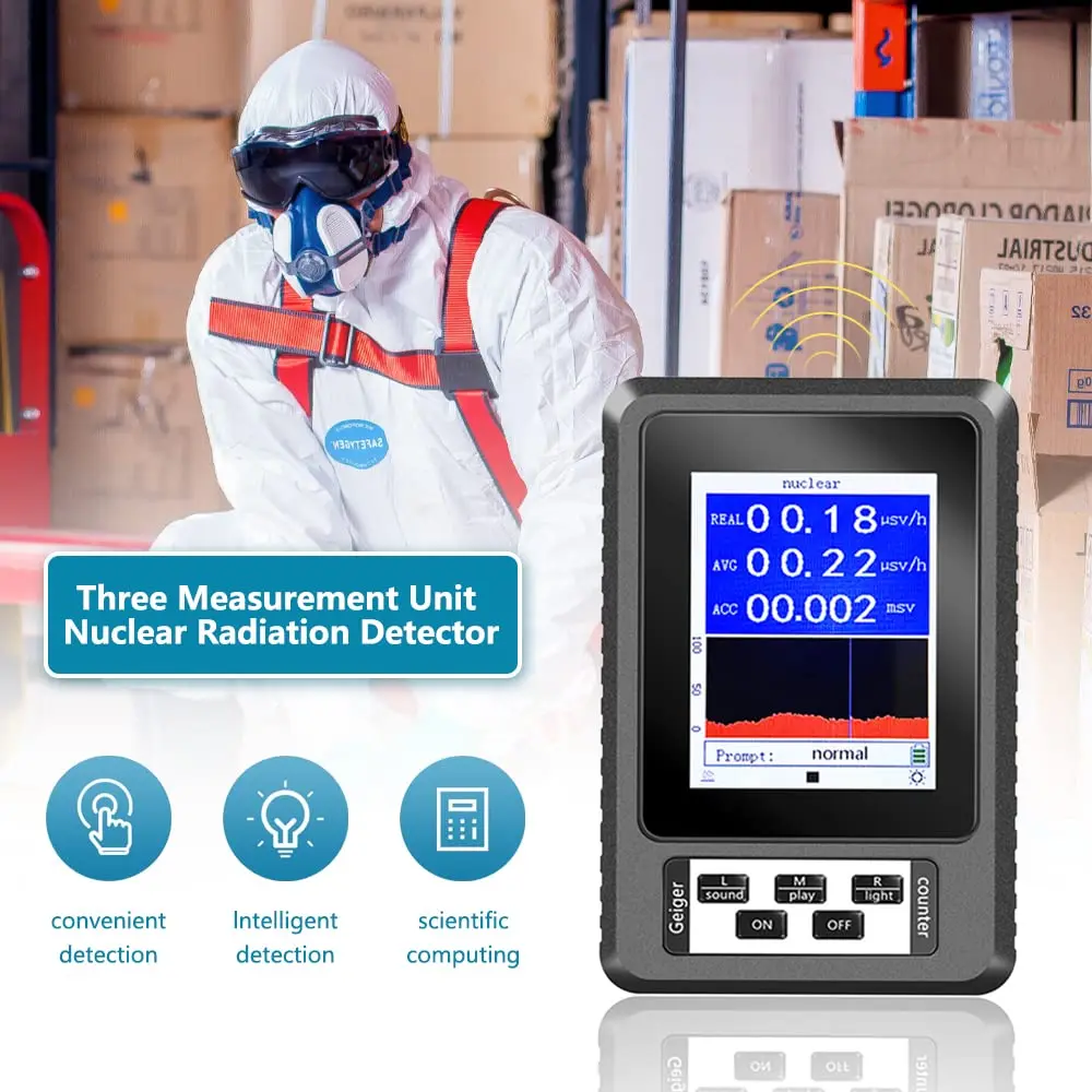 

Geiger Counter, Radiation Detector, Beta Gamma X-ray Test Portable Digital Meter Dose Alarm Device Nuclear Radiation Detector