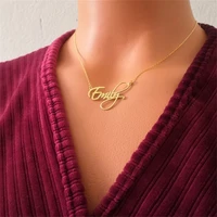 stainless steel jewelry gold pendant necklaces women men custom personalized name nameplate gold necklaces valentines day gift