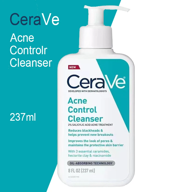 

237ML Cerave Acne Control Face Cleanser 2% Salicylic Acid Acne Removal Oil Control Rich Form Gentle Facial Wash Skin Care