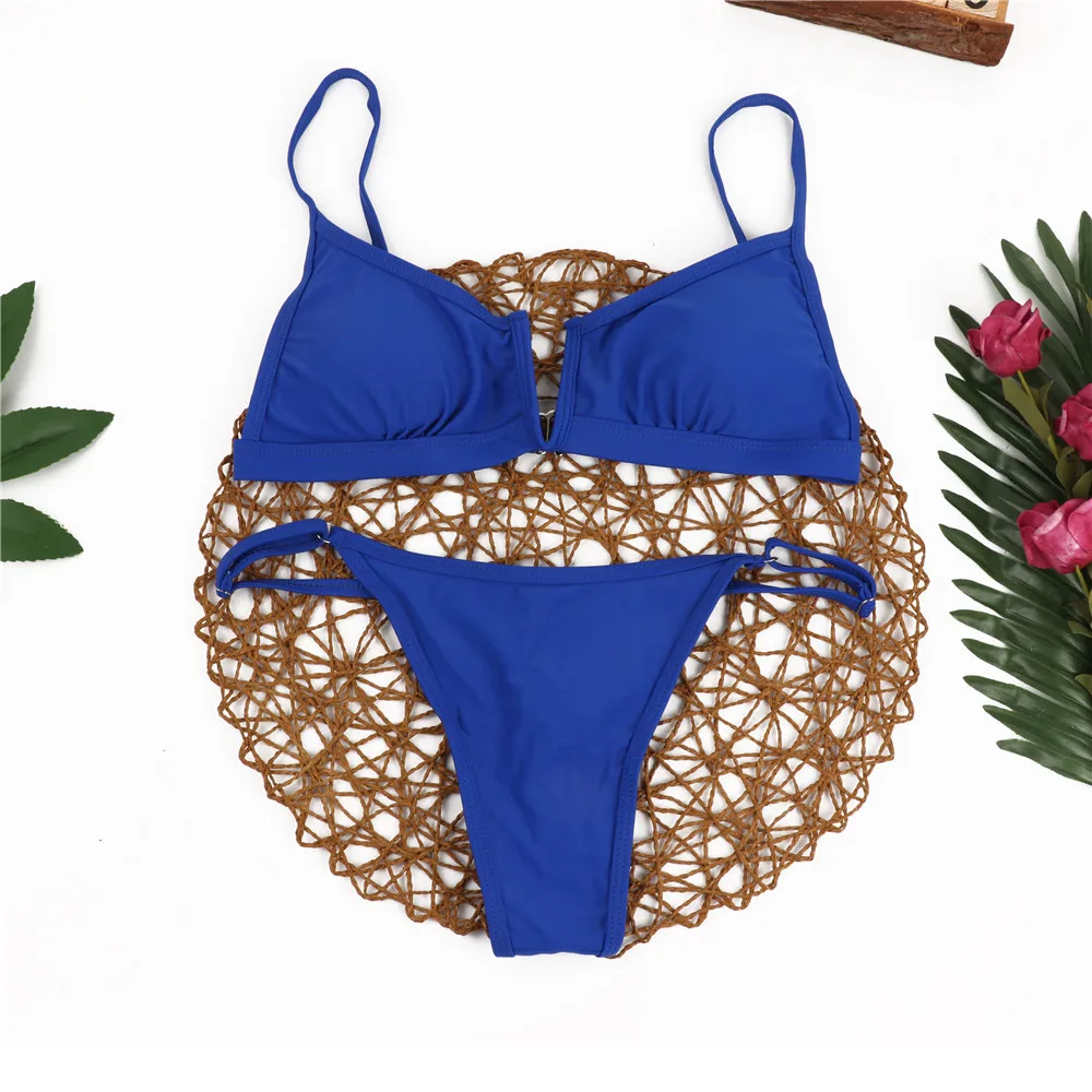 Комплект бикини 2022 женский купальник с V-образным вырезом пуш-ап женские стринги