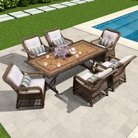 garden table and chair combination outdoor leisure seat villa outdoor courtyard rectangular table dining table and chair terrace