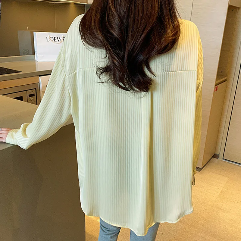 Женская рубашка с длинным рукавом Элегантная блузка карманами и темными