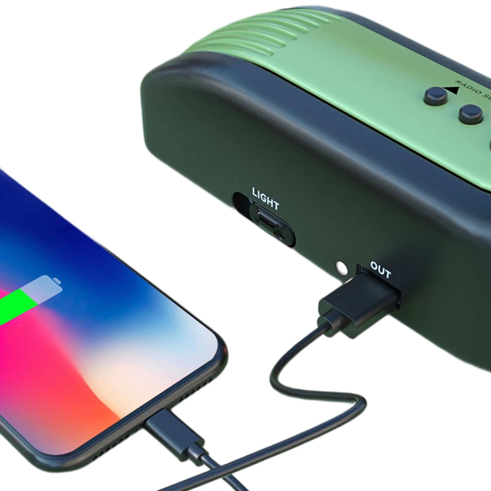 

Emergency Battery Powered Hand Crank Radio Phone Charger Multi-purpose LED Flashlight Portable AM/FM Survival Radio Camping Gear