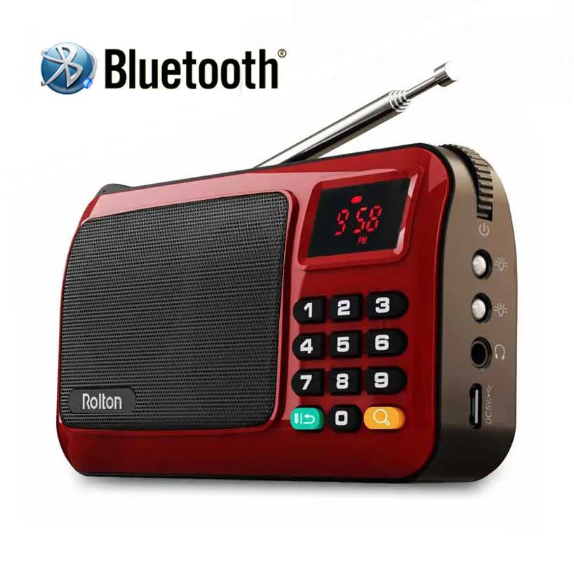 Bluetooth Speaker Mni FM Portable Radio Mp3 Music Player TF Card USB For iPod Phone With LED Display And Flashlight Check Lamp