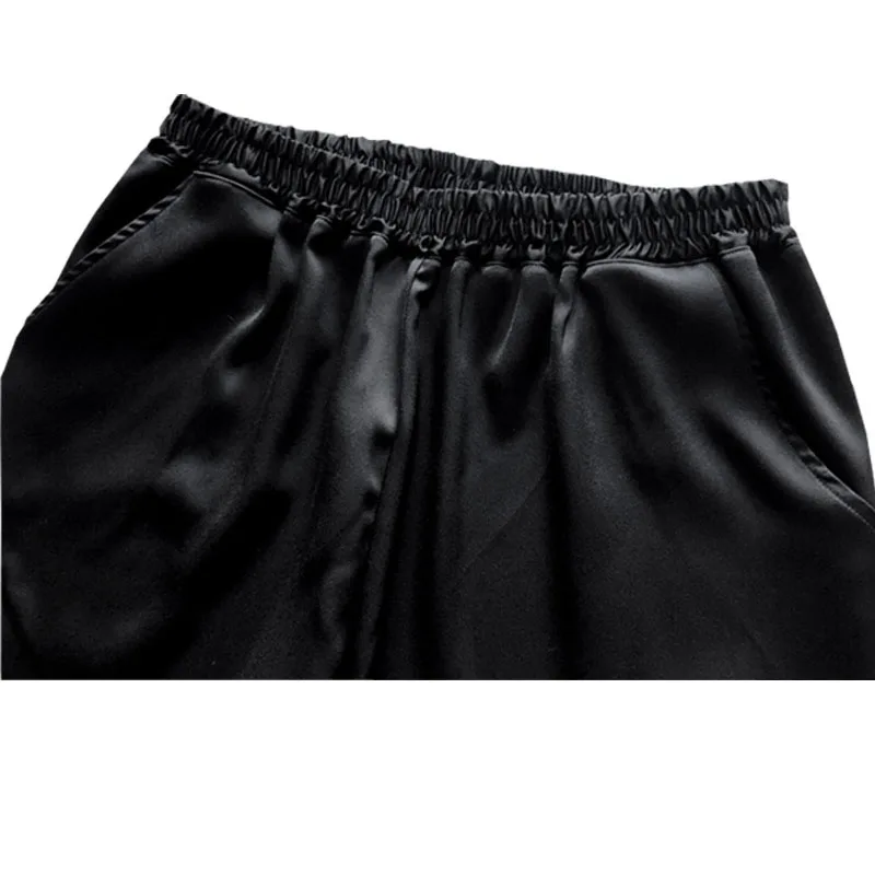 Атласные триацетатные весенне-летние женские брюки с девятью точками