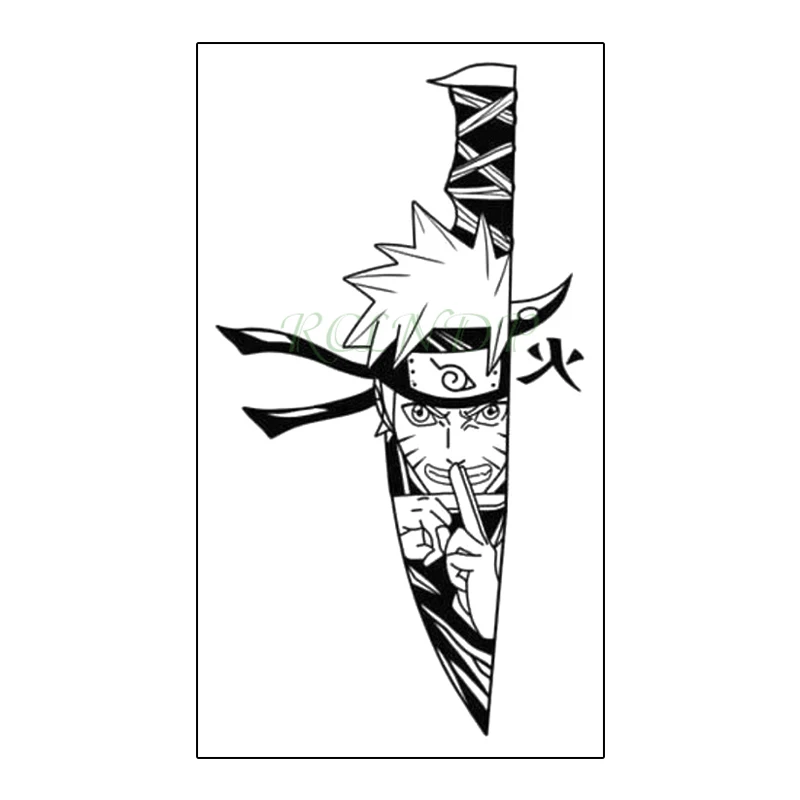 Водостойкая Временная тату-наклейка мультяшная аниме мальчик нож тату флэш-тату