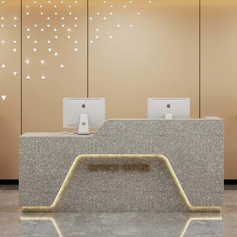 

CXH Terrazzo Paint with Light Cashier Counter Bar Counter Company Reception Desk Special-Shaped