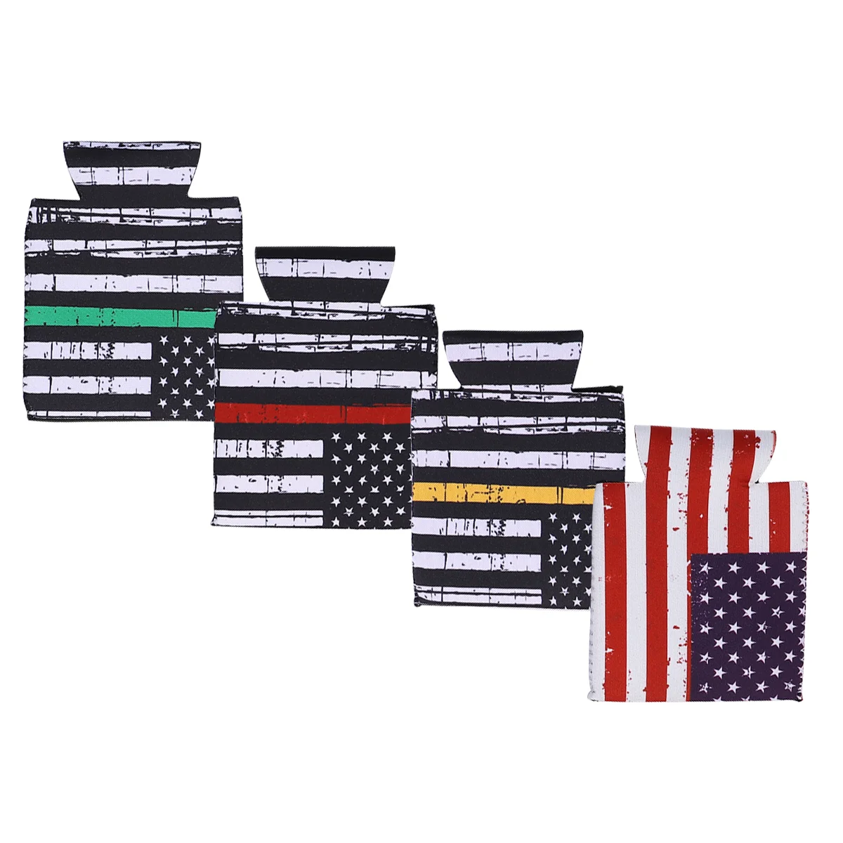 

4pcs 330ml Can Sleeves Flag Pattern Beer Can Cover Neoprene Bottle Sleeve Drinks Sleeve for Bbq Camping Party (4 Patterns)