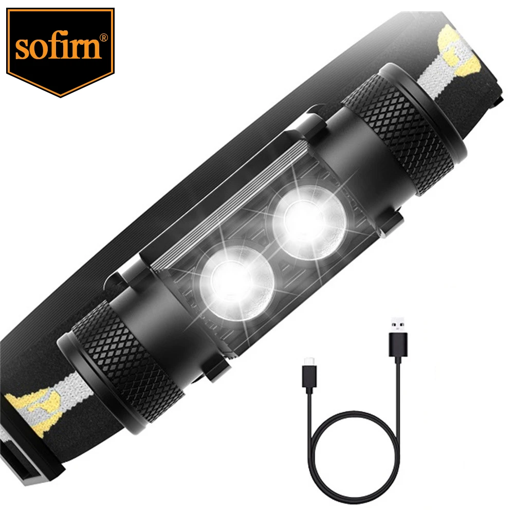Sofirn D25S Mini LED HeadLamp XML 1200lm Head lamp White Light Headlamp USB Rechargeable 18650 Head Light