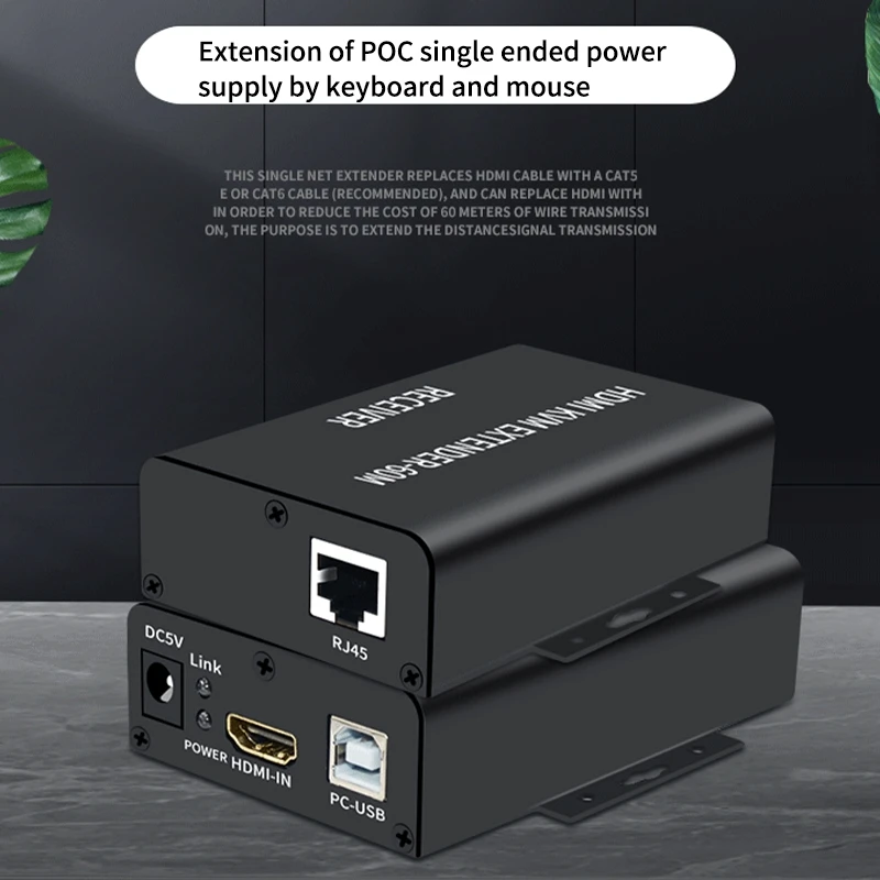 HFES HDMI-совместимый квм-удлинитель 60 м через Cat5/6 Ethernet-кабель 1080P USB аудио видео