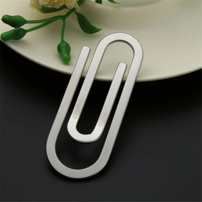 

New Creative Stainless Steel Metal Money Clips Paper Clip Holder Folder Banknote Clip Organize Artifact Home Essentials