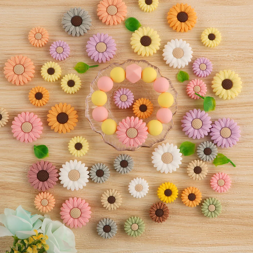 Baby Silicone Beads 50/100/200pcs Mini Flowers Teething Beads For Jewelry Making Bulk DIY Pacifier Chain Jewelry Accessories