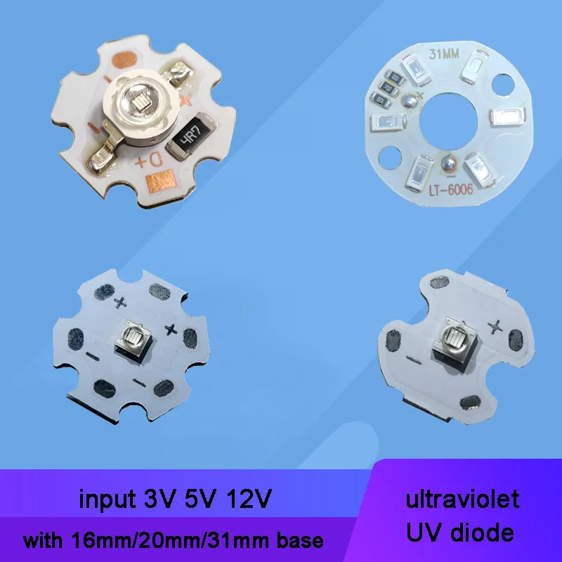 

3V 5V 12V UV Ultraviolet 365nm 395nm LED Diodes Light Lamp With Base