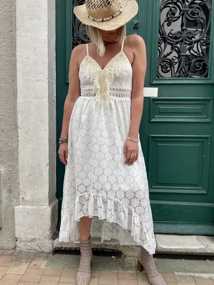 

Lady Elegant Slim V Neck Sling Elegant 2022 Dress Women Sleeveless Temperament Straps Long Dress Lace Solid Beach Party Dress