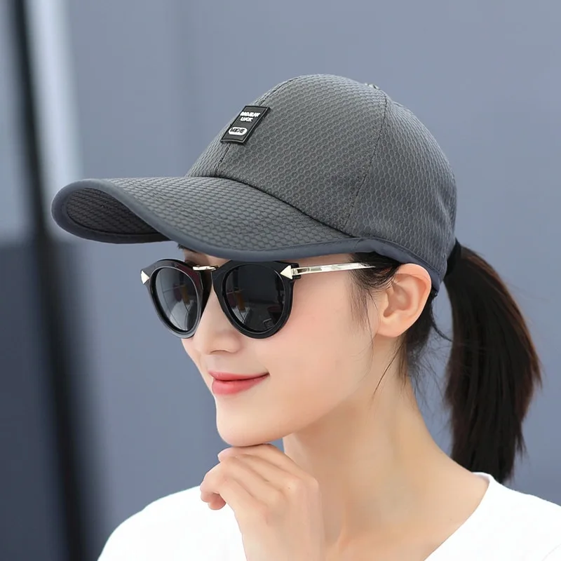 

NEW Summer Women Men Mesh Baseball Cap Solid Snapback Label Stick Sunhat Outdoor Breathable Hip Hop Baseball Hats Casquette