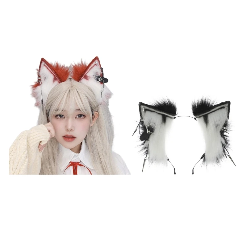 

Anime Character Headband Wolf Ears Shape Hair Hoop Plush Carnivals Party Headpiece Cosplay Party Costume Props Unisex