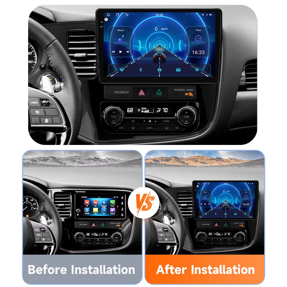 Фото Автомобильная магнитола для Mitsubishi Outlander 3 GF0W GG0W 2012 2013 2014 2015 2016 2017 2018 с Bluetooth, экраном, навигацией, беспроводным DVD и Android Auto. №2