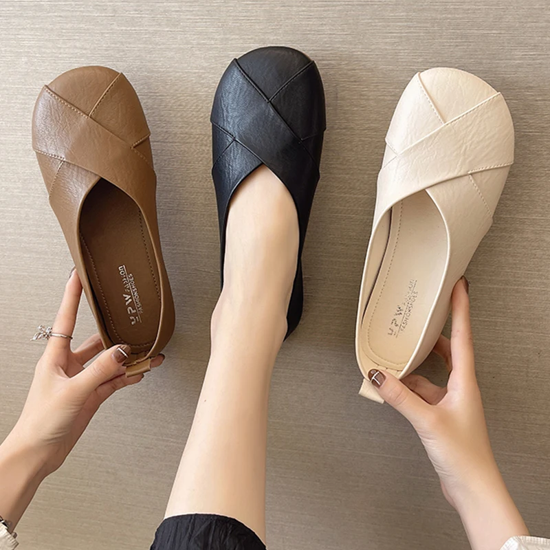 

Туфли-лодочки женские, элегантная повседневная обувь, кроссовки, Мягкие Мокасины с закрытым носком, универсальные, с круглым носком, на лето