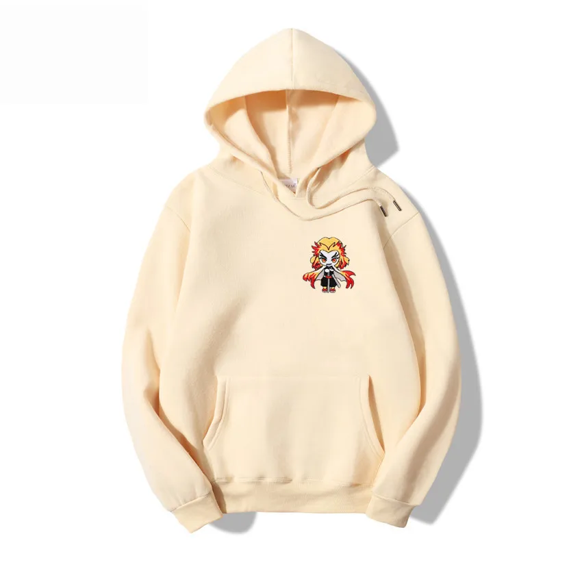 

Anime Demon Slayer Embroidery Patchwork Mens Hoodies Streetwear 320g Heavy Fabric Cotton Casual Harajuku Men Hoodie Clothes Tops