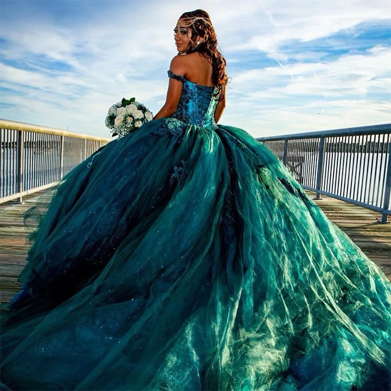 Фото Платье для Quinceanera, блестящее платье с аппликацией из бисера, милое платье для Quinceanera 16 15, бальное платье №4