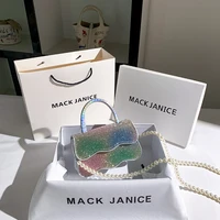 crystal shiny rainbow color rhinestone diamond square bag womens handbag evening clutch bag bling purse shoulder messenger bag