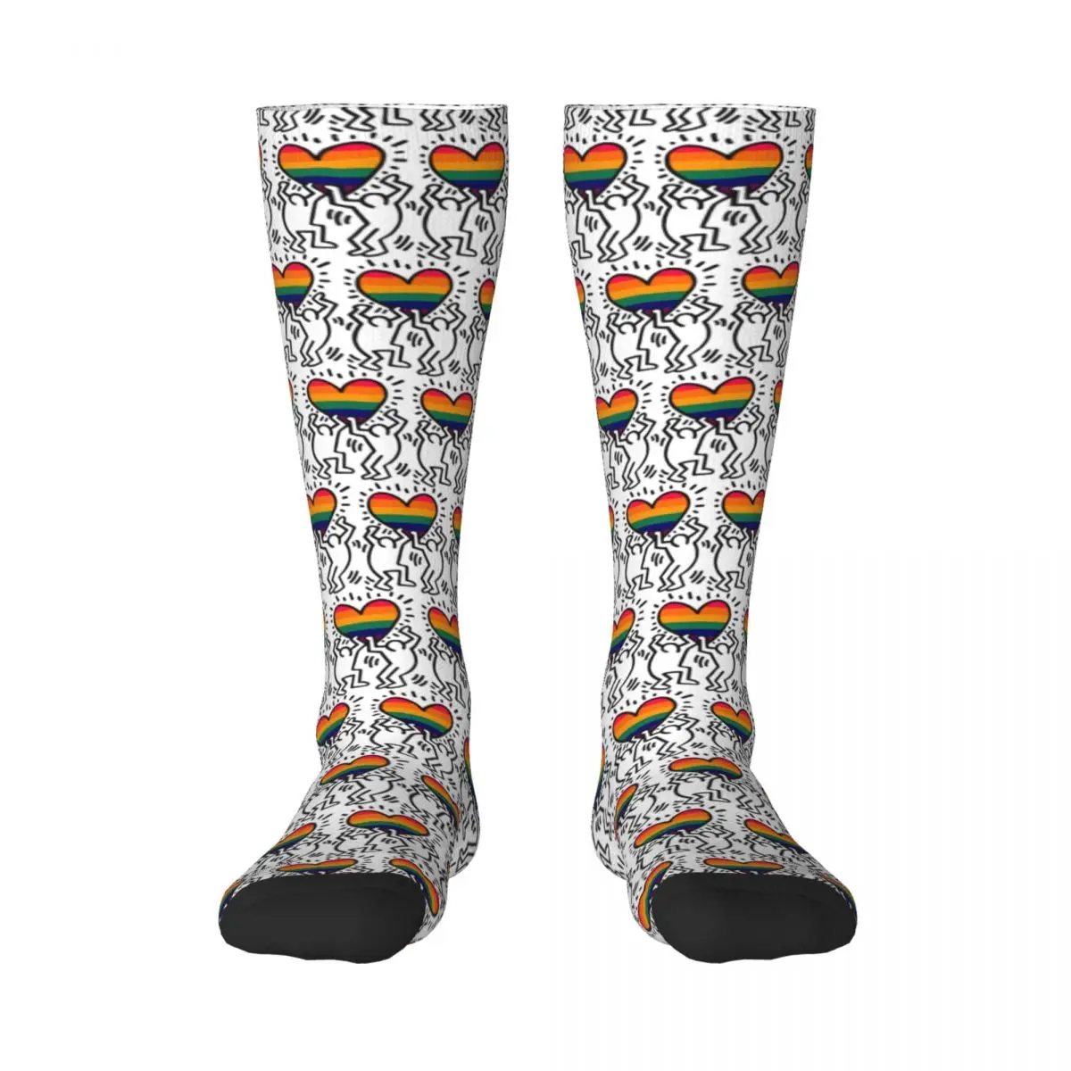 

Lgbt Gay Rainbow Pride Fruity 10 Contrast color socks INS style Elastic Stockings Funny Graphic Vintage Adult Stockings