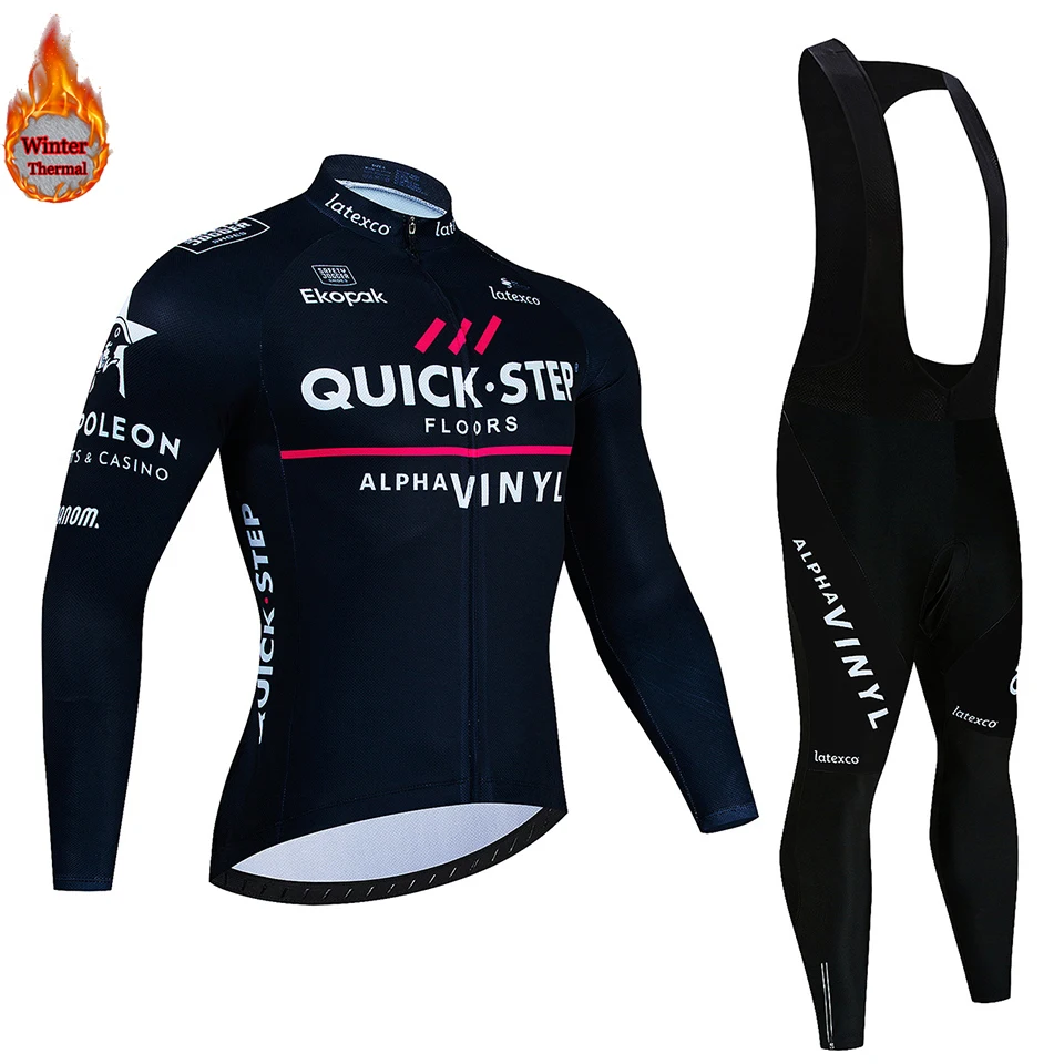 

2023 Quick Step Winter Thermal Fleece Cycling Jersey Set Racing Bike Suit Mountian Bicycle Clothing Ropa Maillot Ciclismo Hombre