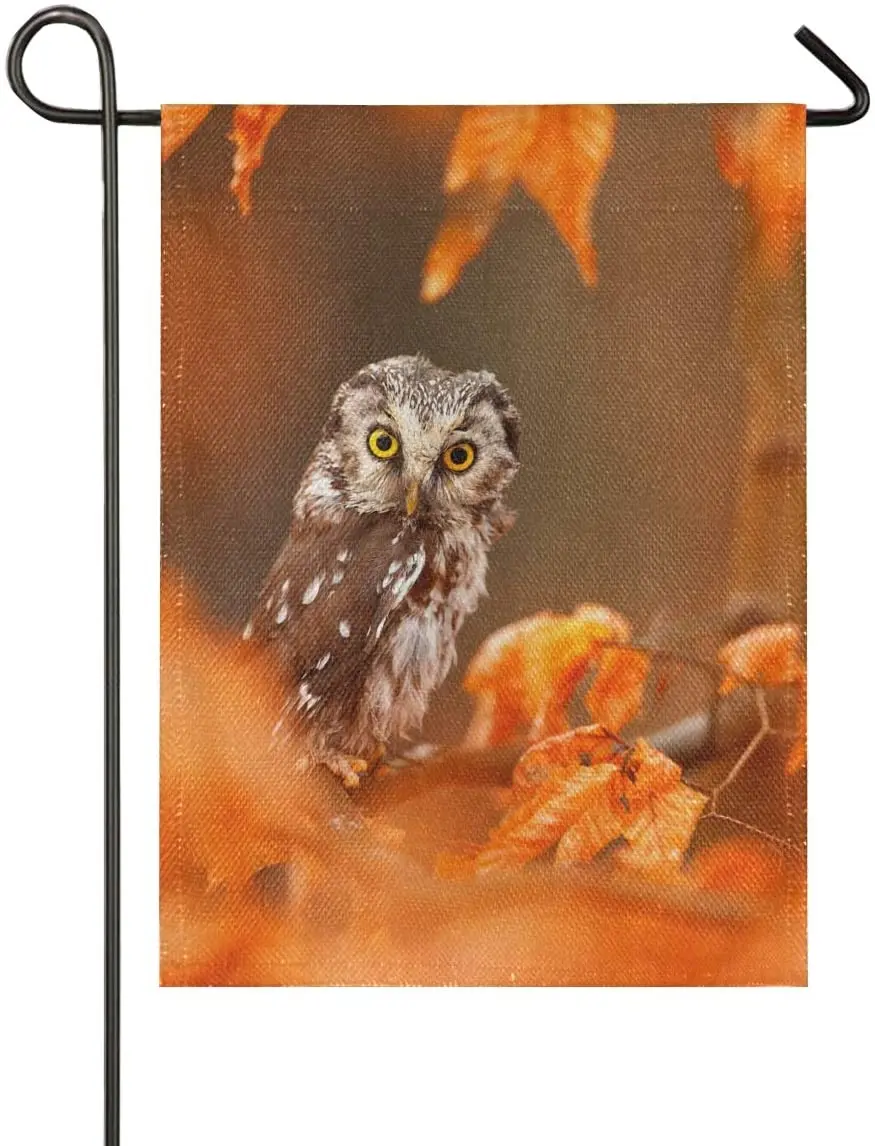 

Owl Leaves in Fall Autumn Garden Flag Welcome Home House Flags Double Sided Yard Banner Outdoor Decor Banner for Outside House Y