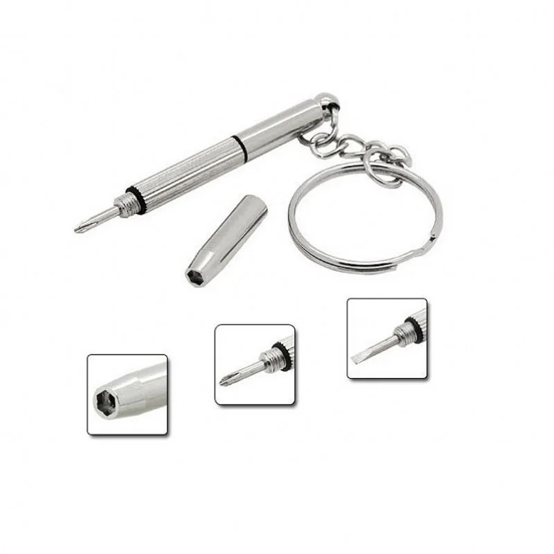 

Portable 3 In 1 Screwdriver Eyeglass Sunglass Watch Repair Screwdriver Set Keychain Stainless Steel Mini Screwdriver Hand Tools