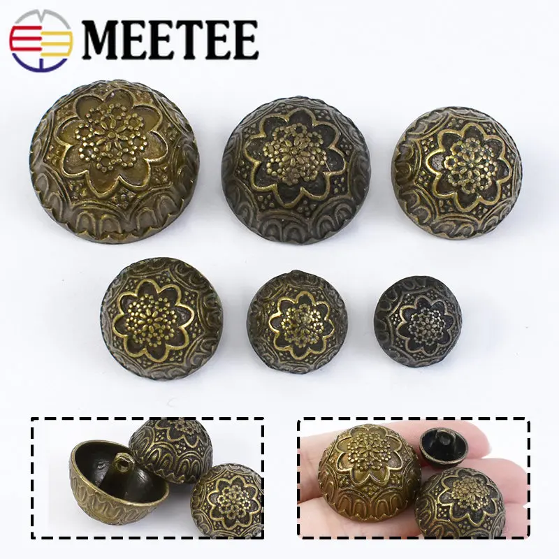 

10Pcs 12-23mm Vintage Buttons for Clothing Metal Mushroom Embossed Button Sewing Coat Shirt Jacket Decor Buckle DIY Accessories