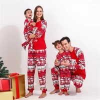 christmas family matching pajamas set mother father kids bear print clothes baby rompers red check family look pajamas xmas gift