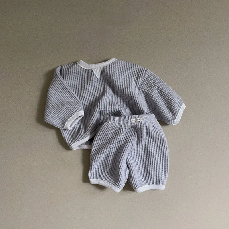 

2022 New Infant Waffle Cotton Clothes Set Baby Long Sleeve Sweatshirt + Pants 2pcs Set Children Casual Suit Solid Girl Outfits