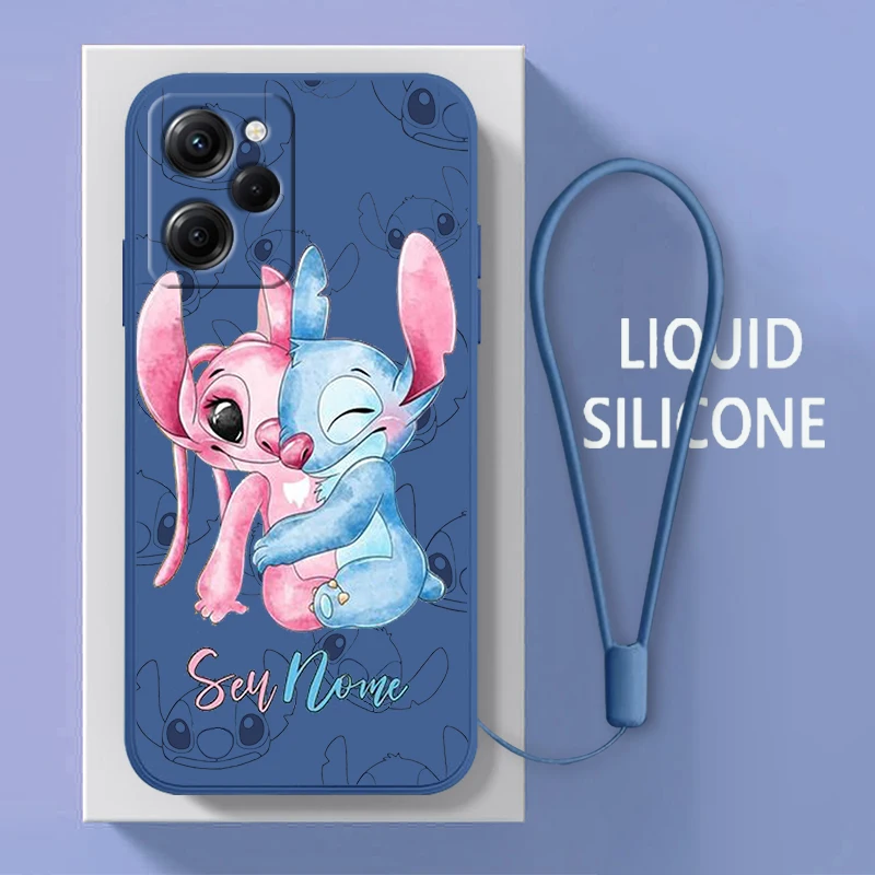 

Stitch Lilo Cartoon For Xiaomi POCO X5 M5 C40 M4 X4 F4 C40 X3 NFC F3 GT M4 M3 M2 Pro C3 4G 5G Liquid Rope Phone Case Coque Capa