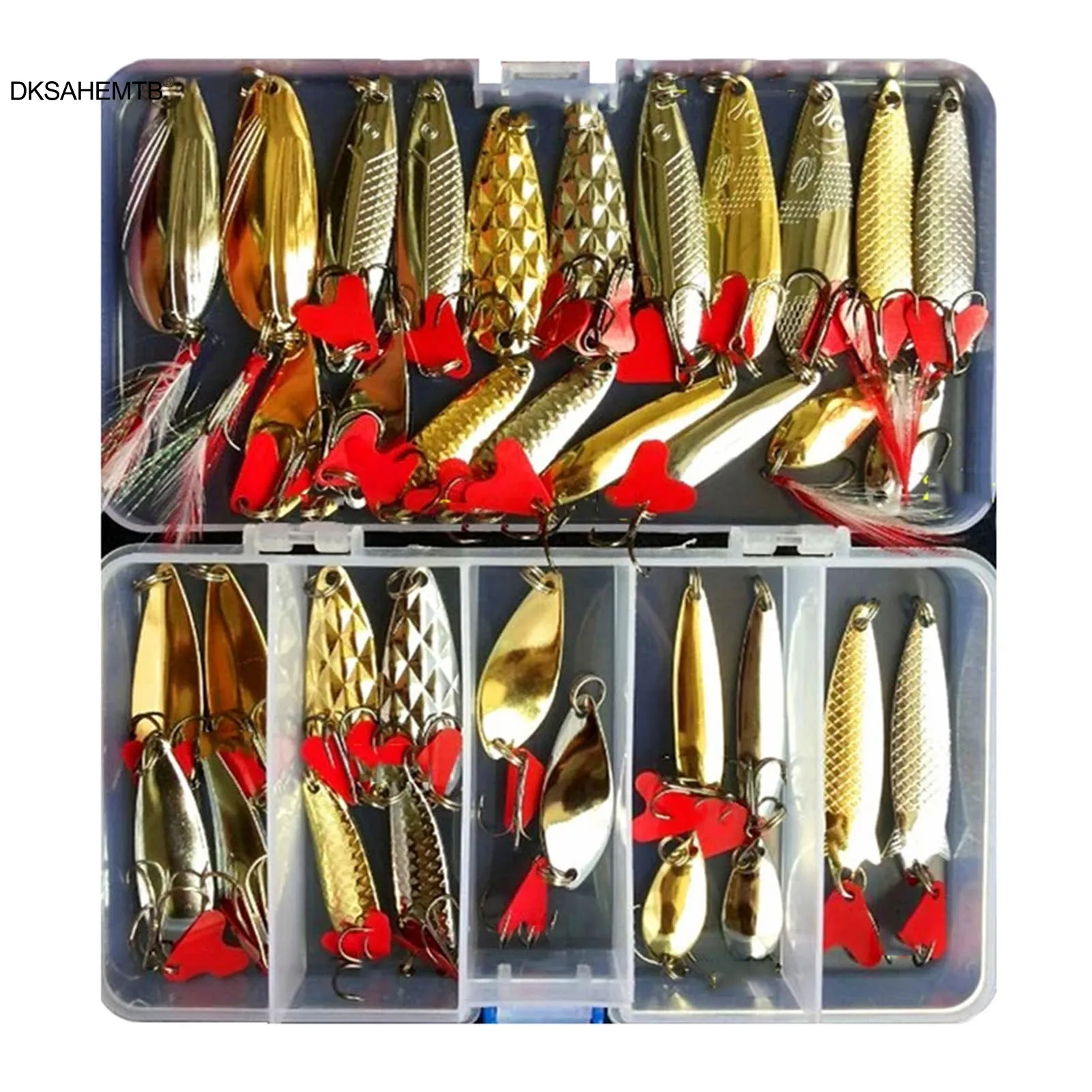 

35Pcs Metal Sequin Spinner Fishing Lure Set Spinnerbait Crankbaits Fishing Wobblers For Pike Crochet Kit Artificial Bait