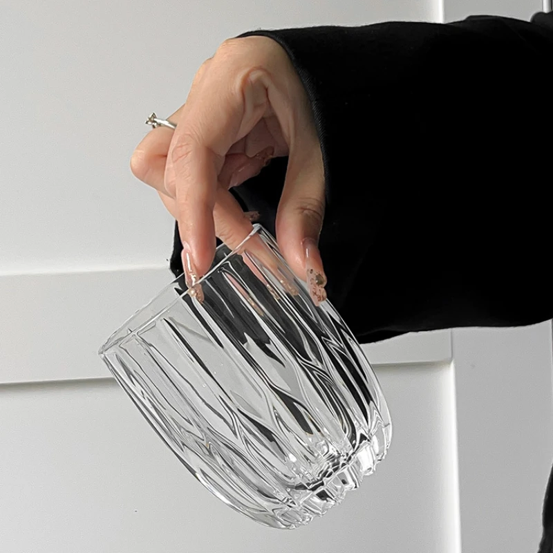 285 мл 2 шт. набор европейская стеклянная чашка в вертикальную полоску прозрачная