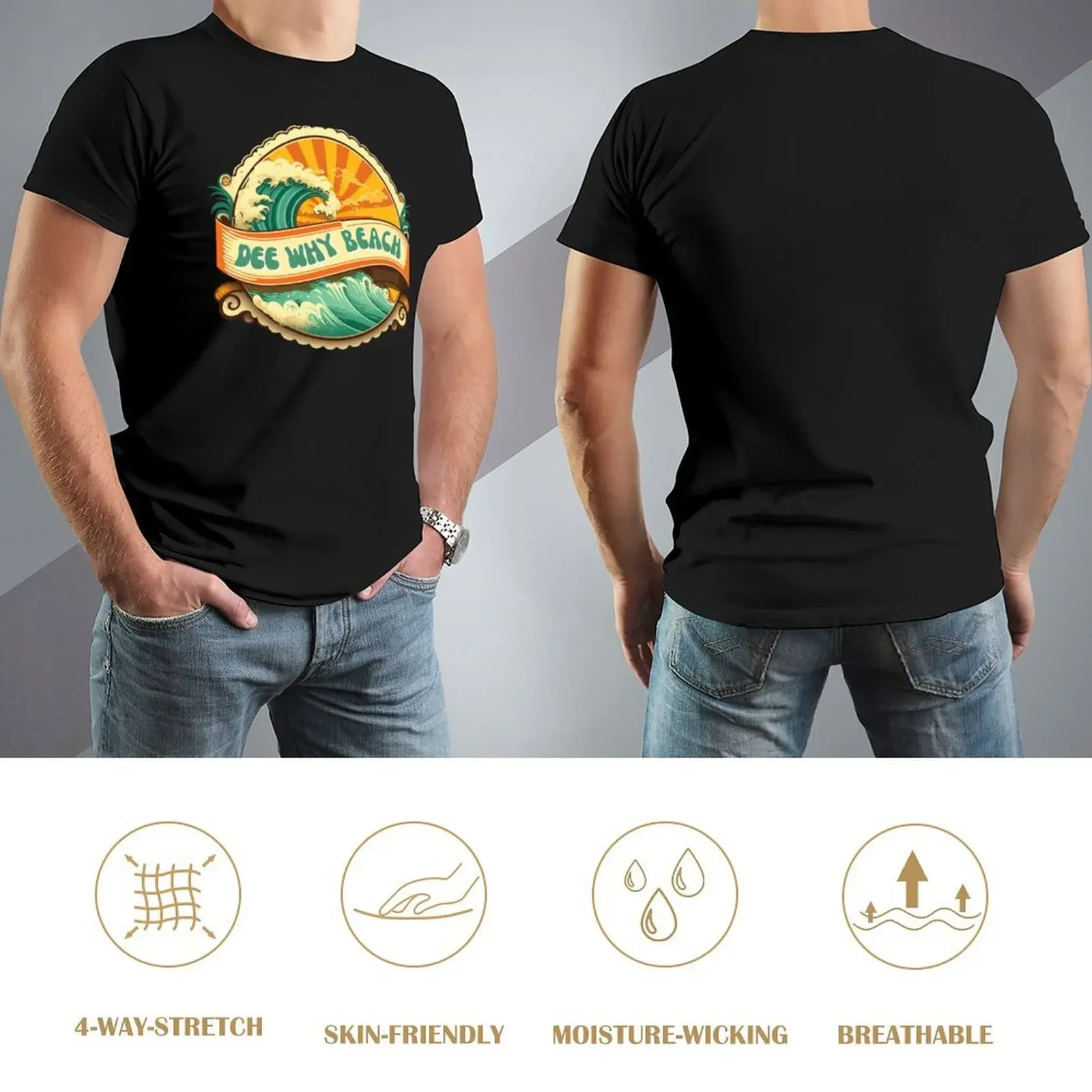 Dee Why Beach Ретро футболка больших размеров спортивные фанаты черные футболки для