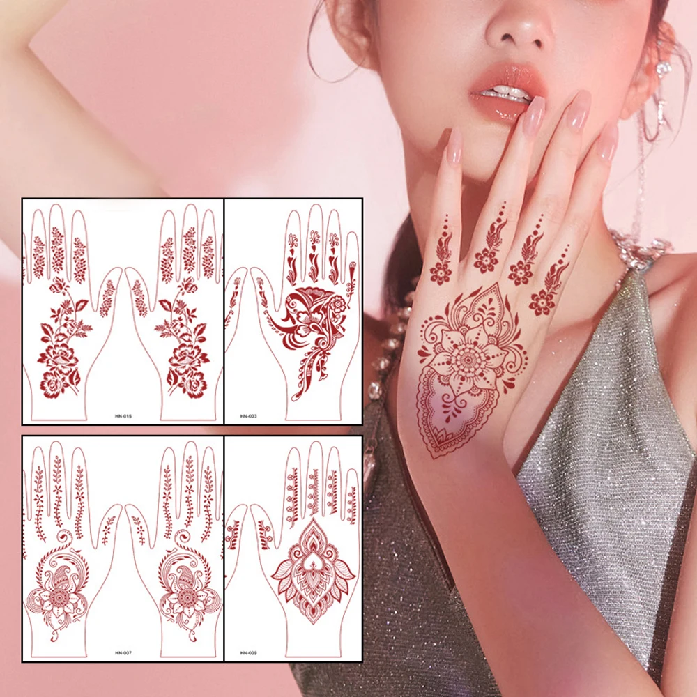 

Women Lace Flower Red Tattoo Sticker Waterproof Long Lasting Temporary Fake Tattoo Party Festival Henna Tattoos Body Art Makeup