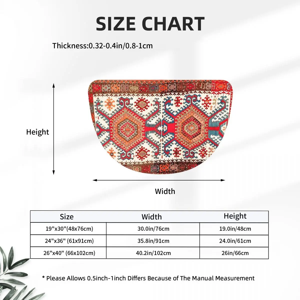 Фото Коврик для ванной комнаты Hotamis Antique Turkish Konya Kilim Print из фланели, полукруглый, нескользящий, впитывающий, напольный коврик для ванной. №2