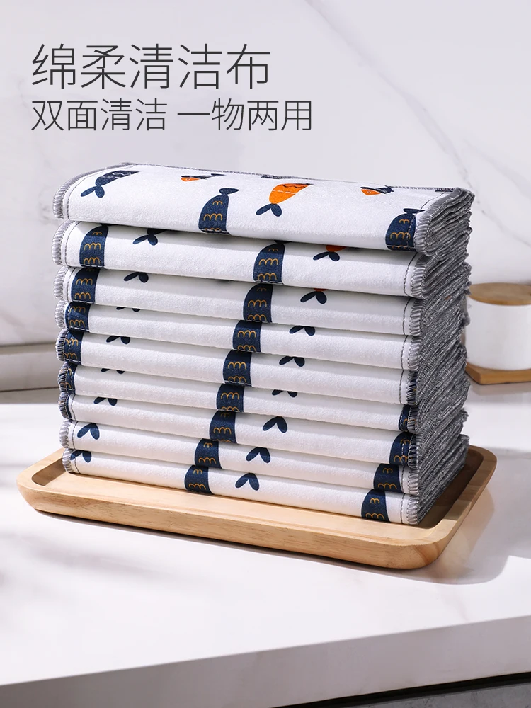 

Rag Dishcloth Kitchen Household Cleaning Supplies Absorbent Lazy Oil Removal Pure Cotton Yarn Special to Clean a Table